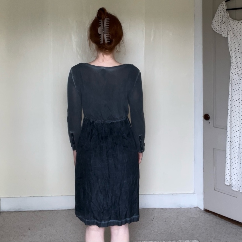 Soma Long Sleeve Scoop Neck Sundress Double Lined Adjustable Straps Button Up - Picture 8 of 13